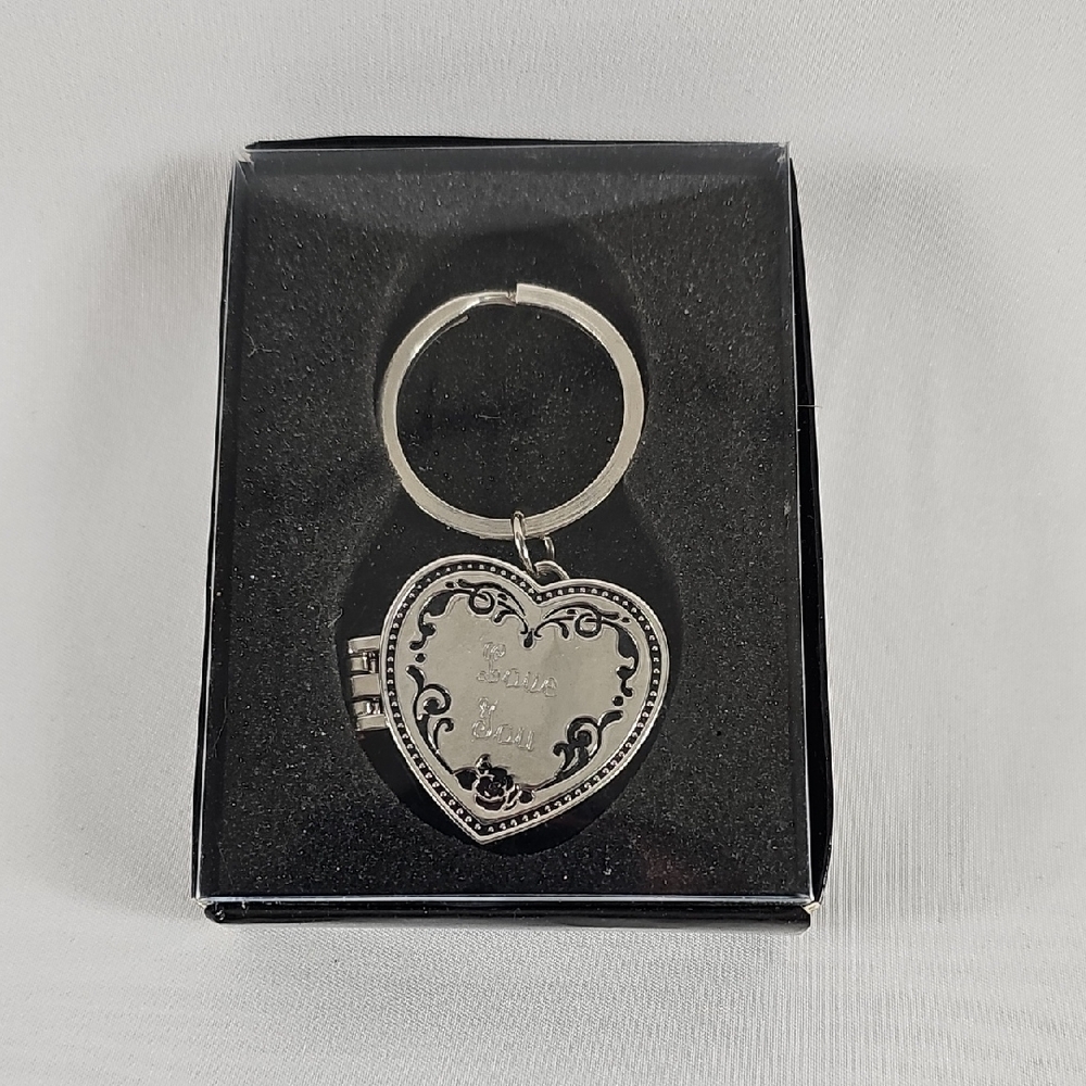 Silver Heart Locket Keychain